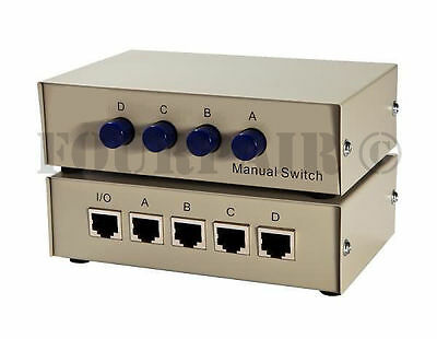 1x4 Or 4x1 - 4-port Ab Manual Sharing Network Ethernet Rj45 Switch Selector Box