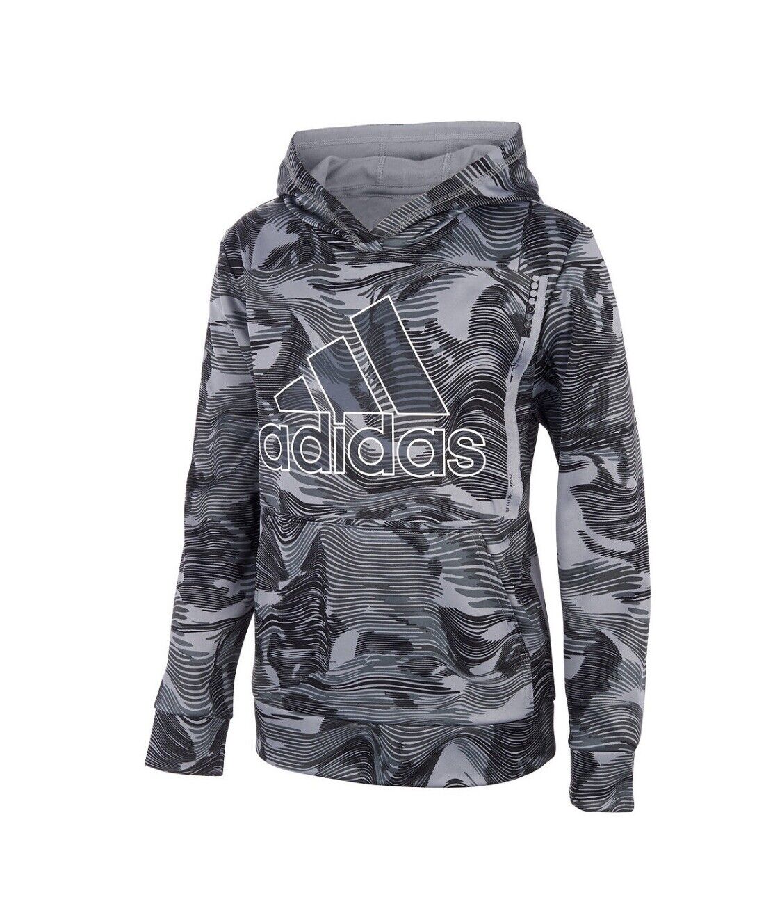 Large Adidas Big Boys Warp Camouflage All Over Print Pullover Hoodie Bnwts $45